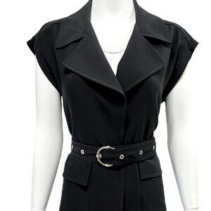 Cinq à Sept Women Hunter Waist-Tie Short-Sleeve Jacket/vest, size: M Black